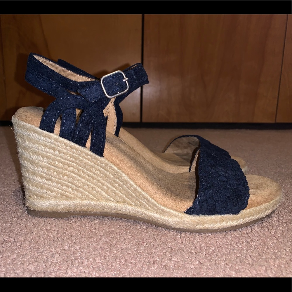 SONOMA Navy Blue Twine Wedge Platform Sandals!